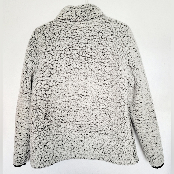 PINK Victoria's Secret Women Fuzzy Sherpa Pullover Sweater 3/4 Zip Front Gray S - Picture 9 of 16